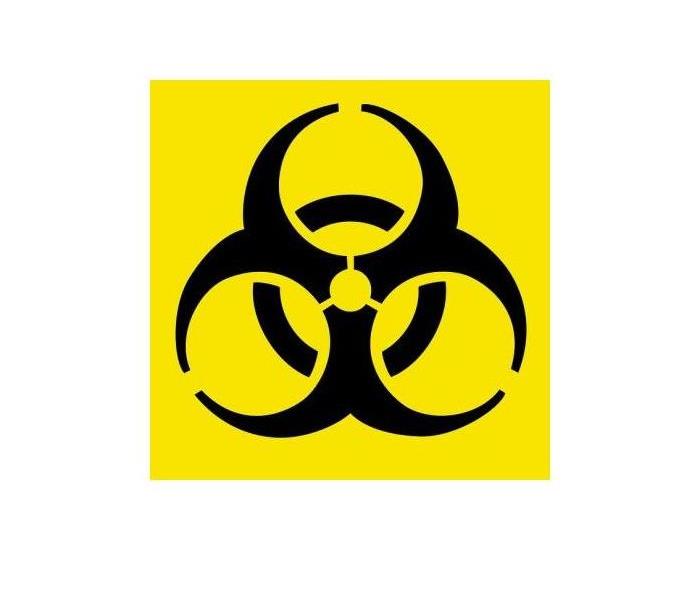 yellow background with black symbol for Bio hazard