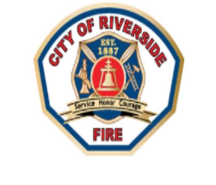 logo for city of riverside fire department in red and black lettering