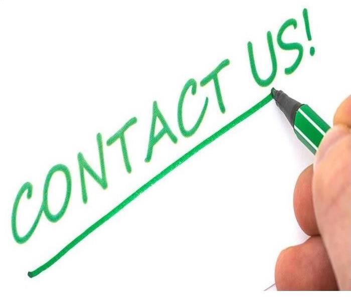 what background, with green lettering, "Contact Us"